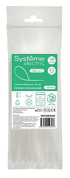Стяжка кабельная 200х2.5 бел. (уп.100шт) SE IMT20025W