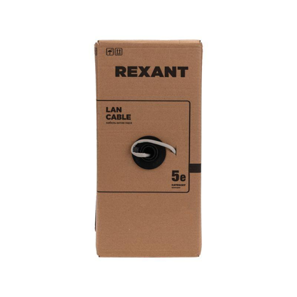 Кабель витая пара F/UTP кат.5e 4PR 24AWG solid PVC INDOOR сер. (уп.305м) LIGHT РФ Rexant 01-0152-R