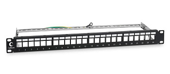 Патч-панель модульная PLB-24-SH 19дюйм 1U 24 порта для экранир. модулей с задним кабельн. организатором без модулей Cabeus 7955c