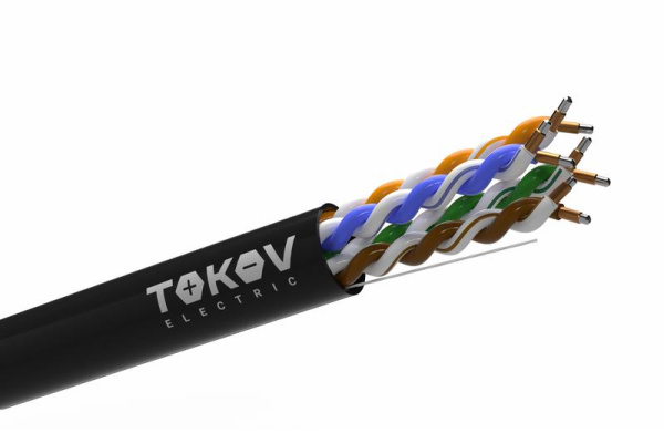 Кабель витая пара U/UTP 4х2х24 AWG кат.5E CCA PE outdoor Fluke tested 305м (м) TOKOV ELECTRIC TKL-C06-U42CCA-5E-305-OD