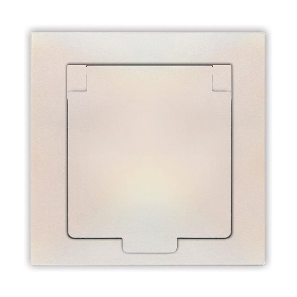 Розетка 1-м СП Афина 16А IP20 с заземл. с крышкой в сборе жемчуж. Universal A0029-OBr