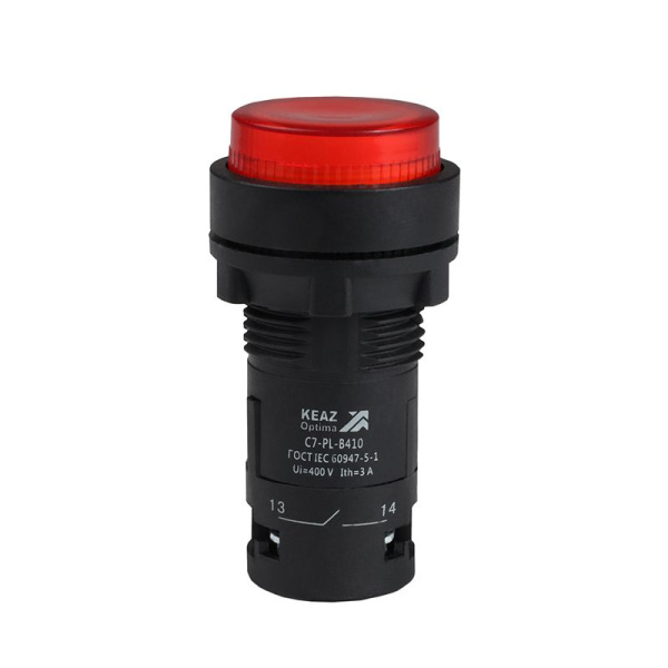 Кнопка с подсветкой OptiSignal Compact D22 С7-PL-B410 красн. 1НО 24В AC/DC XB7NW34B1 КЭАЗ 362091