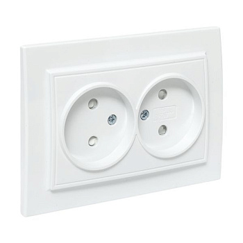 Розетка 2-м СП Минск 10А IP20 без заземл. защ. шторки бел. Basic EKF ERR10-102-100