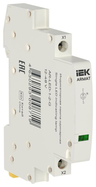 Лампа индикаторная одинарная LED 12-48В AC/DC зел. ARMAT IEK AR-LED-1-2-G