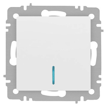 Выключатель 1-кл. СП Accent 6-102-01М 10А IP20 250В с подсветкой AL/CU бел. матов. Intro Б0063466