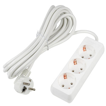 Удлинитель 3х5м с заземл. 16А Ultra S-GCU3-5 WHITE бел. Uniel UL-00010002