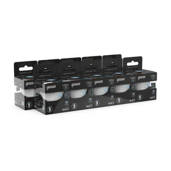 Лампа светодиодная Black 5Вт MR16 софит 4100К нейтр. бел. GU5.3 530лм диммир. GAUSS 101505205-D