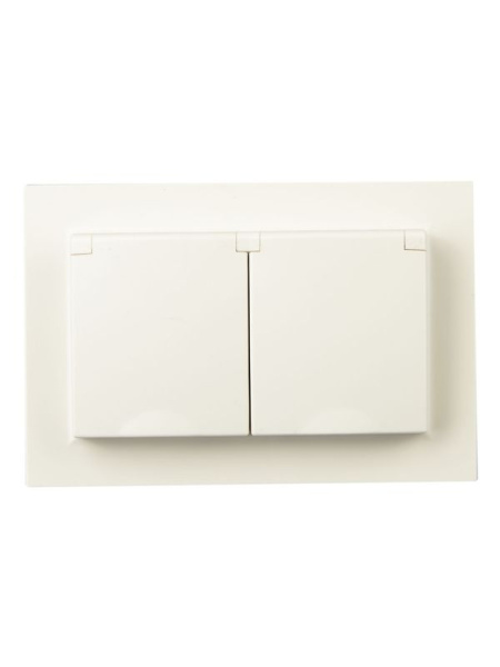 Розетка 2-м СП BRITE РСбш12-3-44-БрКр 16А в сборе IP44 с крышкой беж. IEK BR-R26-16-44-K10-F