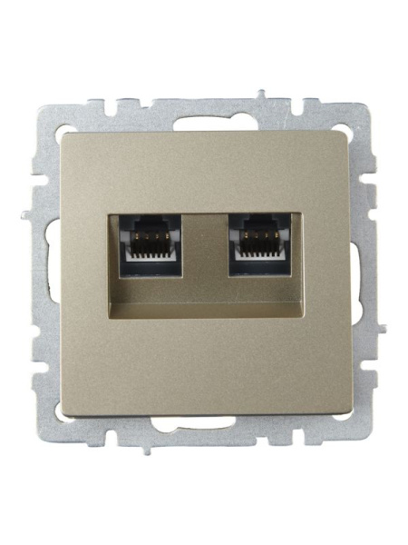 Розетка компьютерная двойн. СП RJ45 кат.6 BRITE РК11-2-БрШ механизм шампань IEK BR-K20-2-K37