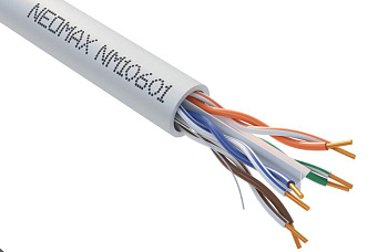 Кабель витая пара U/UTP кат.6 4х2х23AWG (0.57мм) solid CU PVC сер. (NM10601) (уп.305м) NEOMAX 160631
