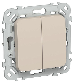 Выключатель 2-кл. СП FLITE ВС12-1-0-ФлЛ 10А механизм льняной IEK FI-V20-0-10-1-K88