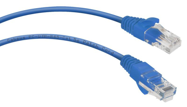 Патч-корд U/UTP кат.5E PC-UTP-RJ45-Cat.5e-3m-BL 2хRJ45/8p8c неэкранир. PVC 3м син. Cabeus 7462c