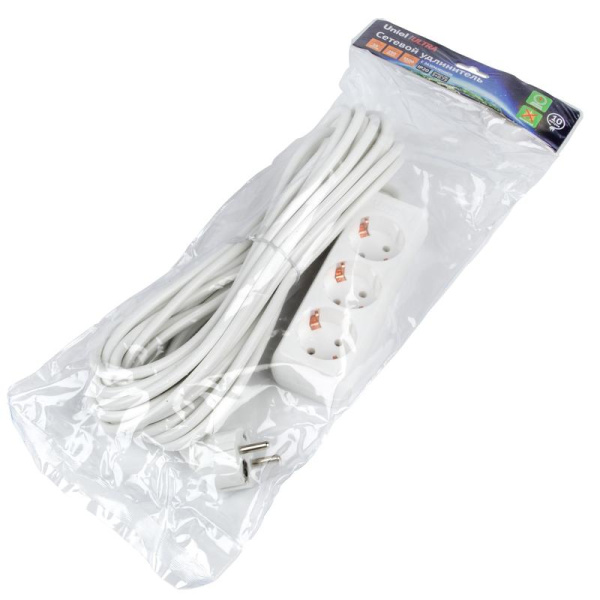 Удлинитель 3х10м с заземл. 16А Ultra S-GCU3-10 WHITE бел. Uniel UL-00010004