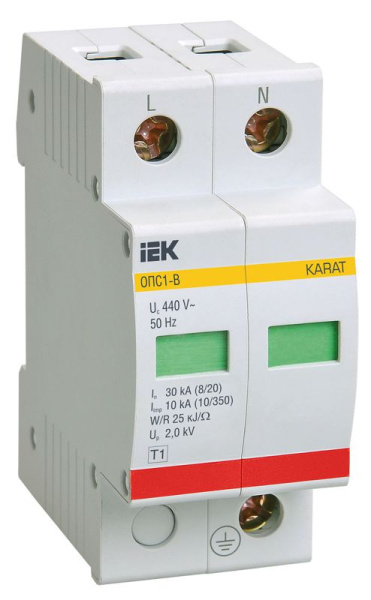 Ограничитель перенапряжения ОПС1-B 2P KARAT IEK MOP20-2-B