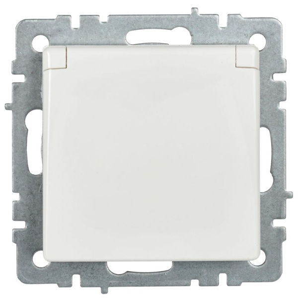 Розетка BRITE РСбш10-3-БрБ 16А IP20 с заземл. защ. шторки с крышкой механизм бел. IEK BR-R16-16-K01