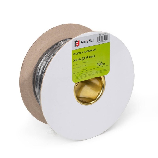 Оплетка кабельная XN-6 3-9мм черн. (уп.100м) Fortisflex 106102