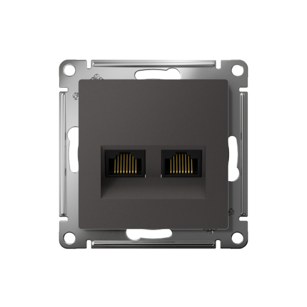 Розетка компьютерная 2-м AtlasDesign RJ45+RJ45 кат.5E механизм базальт SE ATN001485