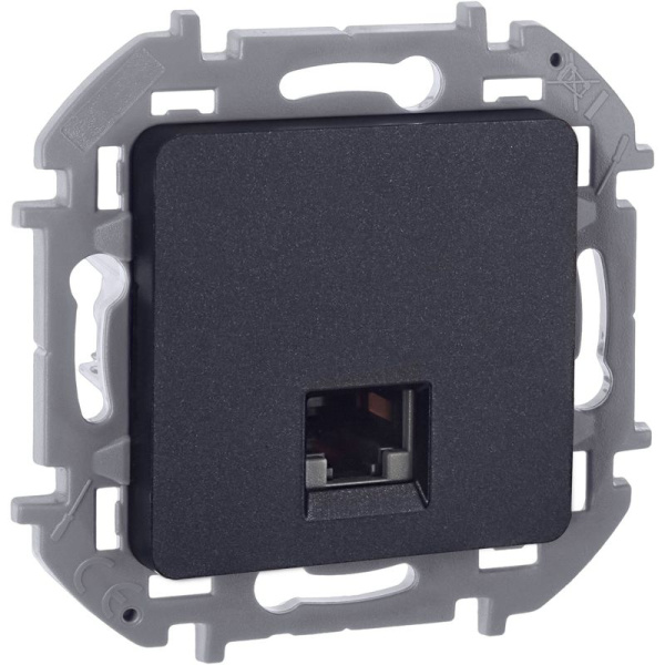 Розетка компьютерная Inspiria RJ45 кат.6 UTP механизм антрацит IEK 673833