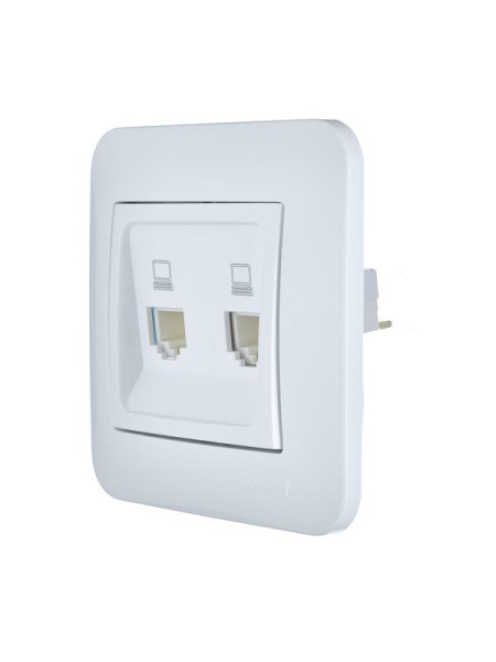 Розетка компьютерная 2-м СП ASTI IP20 RJ45 в сборе бел. LEZARD 7081-0202-141