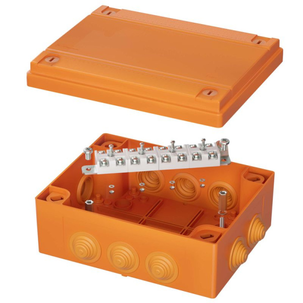 Коробка FS 150х110х70мм IP55 12п 450В 6А 4кв.мм с кабельными вводами и клеммниками пластик. DKC FSB211204