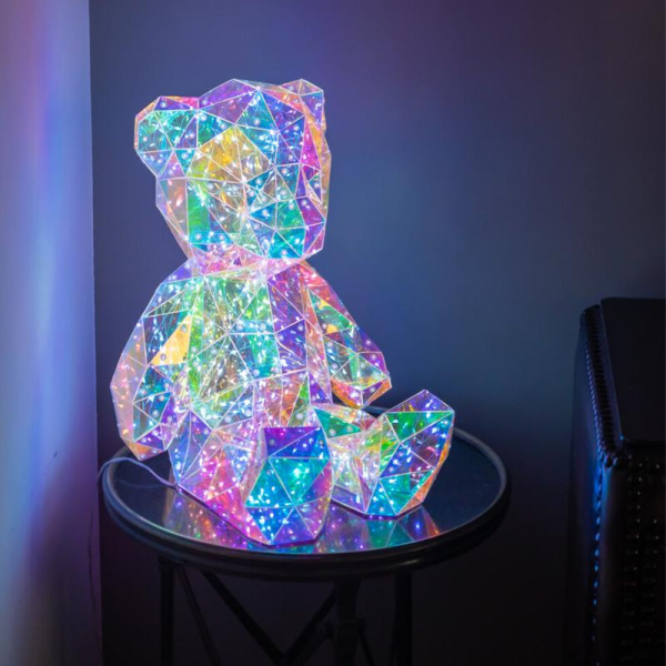 Светильник декоративный "Мишка" с USB проводом 80 светодиодов RGB свет корпус радужный TM Uniel UL-00011054
