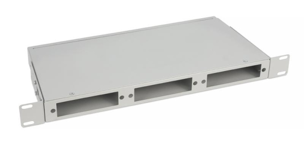 Кросс бокс оптический FO-CS-19-3FP-GY 19дюйм 1U на 3 адаптерные панели сер. Cabeus 11109c