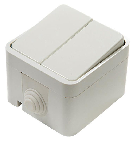Выключатель 2-кл. ОП Aqua 3200 10А IP44 п/герм. бел. ASD / IN HOME 4690612000435