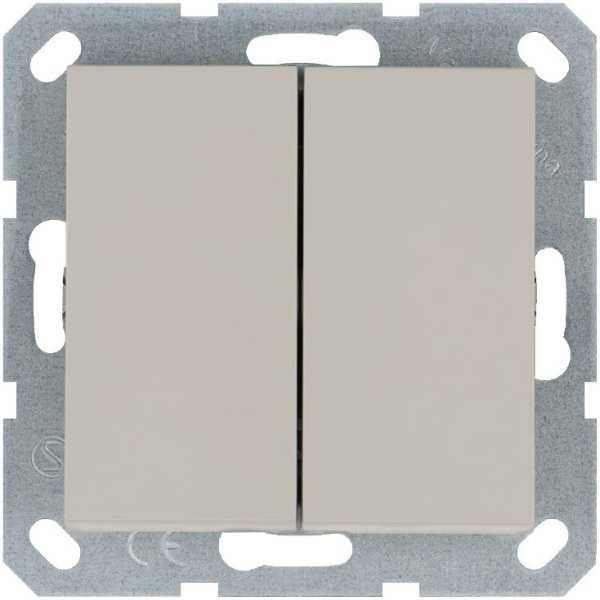 Кнопка 2-кл. 10А IP20 с переключающим контактом механизм тауп Jasmart G3020T