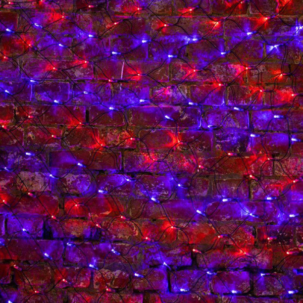 Гирлянда светодиодная "Сеть" 2.5х2.5м 432LED красн./син. 26Вт 220-240В IP65 провод ПВХ черн. Neon-Night 215-033
