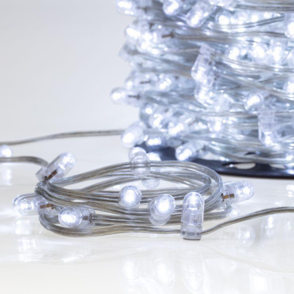 Гирлянда светодиодная "LED ClipLight" шаг 15см 665LED бел. 80Вт 12В IP65 эффект мерцания flashing бел.; провод ПВХ прозр. (уп.100м) Neon-Night 325-165