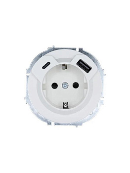 Розетка 1-м СП OSEN с заземл. TC + USB разъем бел. LEZARD 743-0288-181TC