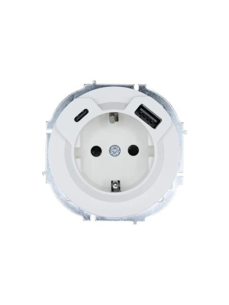 Розетка 1-м СП OSEN с заземл. TC + USB разъем бел. LEZARD 743-0288-181TC