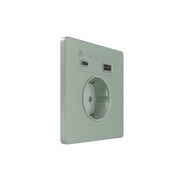 Розетка 1-м СП Systeme Infinity 16А IP20 250В с заземл. и заряд. устр. USB А+С 20Вт защ. шторки таежное утро SE FSE000832