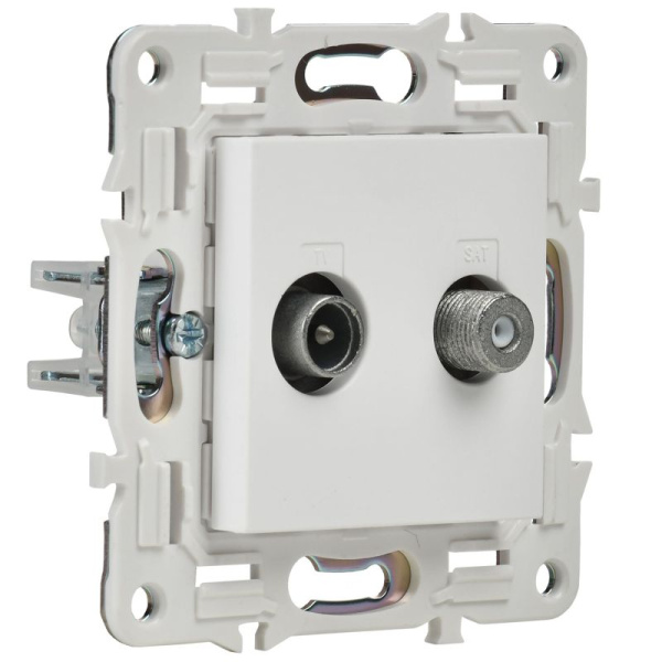 Розетка двойная TV+SAT SKANDY SK-A13W арктич. бел. IEK SK-AF20-O-K01