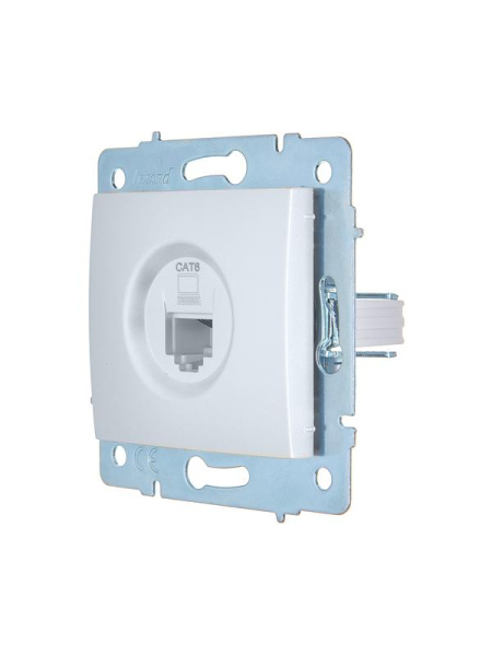 Розетка компьютерная 1-м СП ASTI IP20 RJ45 механизм Cat 6e жемчуж./бел. перламутр. LEZARD 7081-3088-140