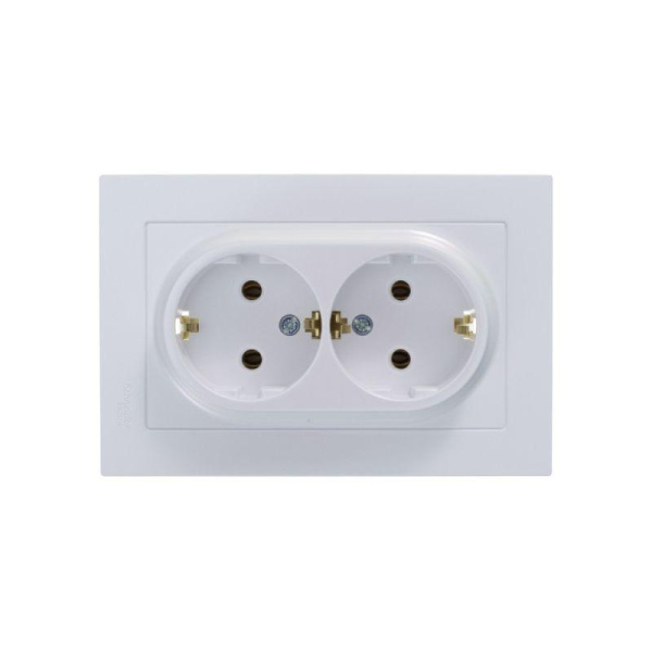 Розетка 2-м СП AtlasDesign 16А IP20 с заземл. в сборе жемчуж. SE ATN000424