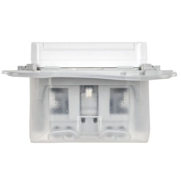 Розетка СП FLITE РСшкр11-1-44-ФлБ 16А IP44 с заземл. с защ. шторками и крышкой безвинтовое крепление механизм бел. IEK FI-R16-16-1-44-K01