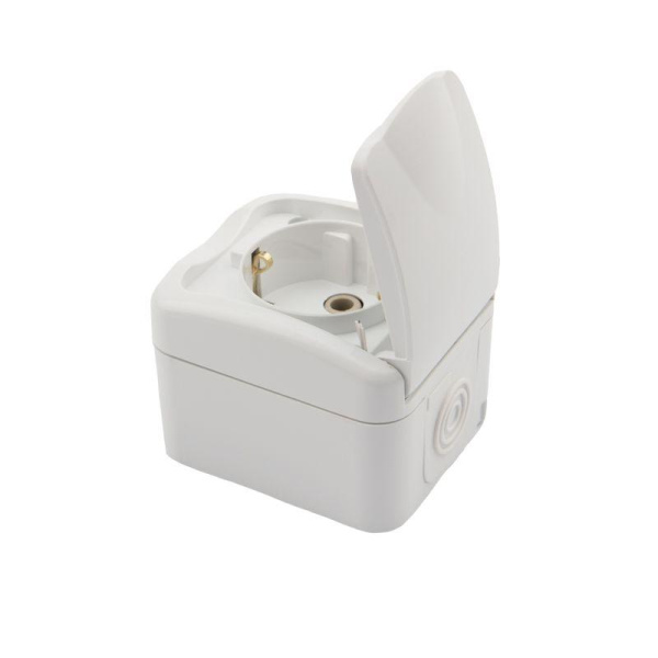 Розетка 1-м ОП Mini OG IP54 с заземл. бел. Kranz KR-78-0604