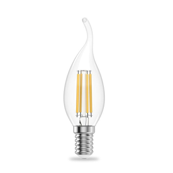 Лампа светодиодная филаментная Filament Elementary 12Вт свеча на ветру 2700К Е14 730лм GAUSS 42112