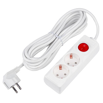 Удлинитель 2х5м с заземл. 16А Ultra S-GCU2-5B WHITE бел. Uniel UL-00010012