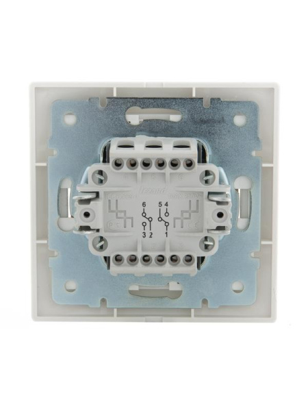 Переключатель проходной 2-кл. СП Mira 10А IP20 с бел.вставкой бел. LEZARD 701-0202-106