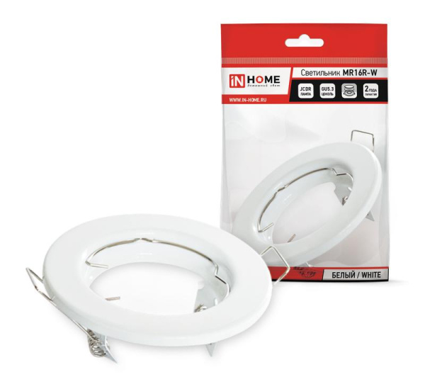 Светильник точечный MR16R-standard RW GU5.3 IP40 12/230В встраив. метал. бел. IN HOME 4690612012100