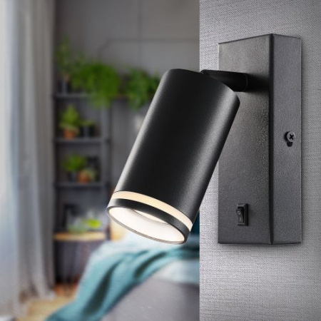 Светильник WL19 BK GU10 MR16 IP20 настенный черн. Эра Б0056360