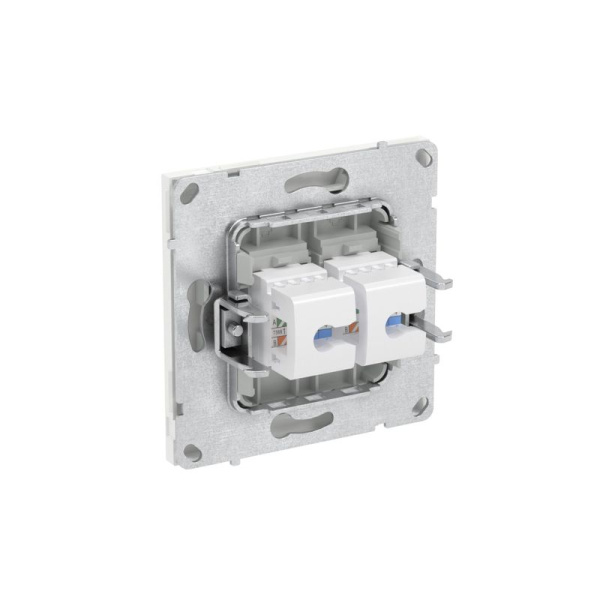 Розетка компьютерная 2-м KANT RJ45 кат.6A без шторки бел. магнолия DKC 7000674