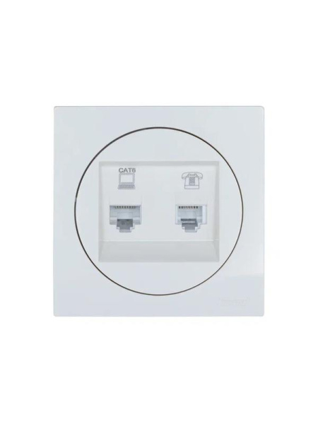 Розетка компьютерная + телефонная OSEN RJ45 кат.6 + RJ11 с модулем бел. LEZARD 743-0288-144