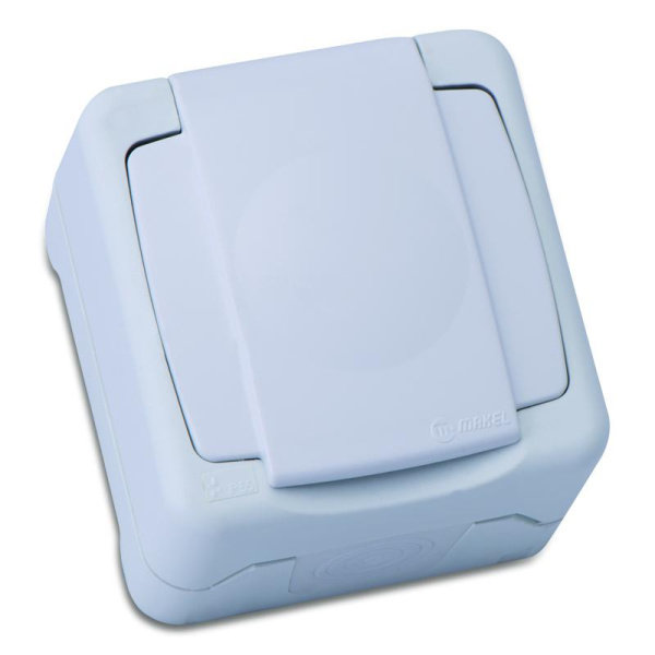 Розетка IP55 с заземл. и крышкой бел. Makel 36001029