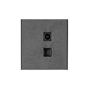 Розетка компьютерная + телевизионная СП STRONG RJ45 кат.6 + TV графит Kranz KR-78-0722-6