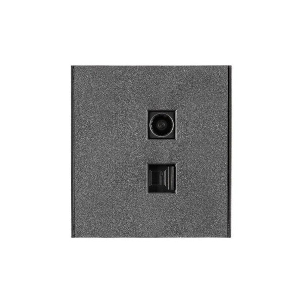 Розетка компьютерная + телевизионная СП STRONG RJ45 кат.6 + TV графит Kranz KR-78-0722-6