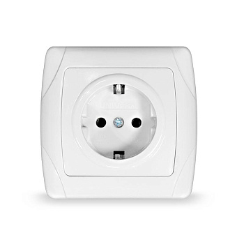 Розетка 1-м СП Маргарита 16А IP20 с заземл. бел. UNIVersal М0028