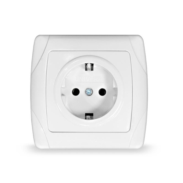 Розетка 1-м СП Маргарита 16А IP20 с заземл. бел. UNIVersal М0028